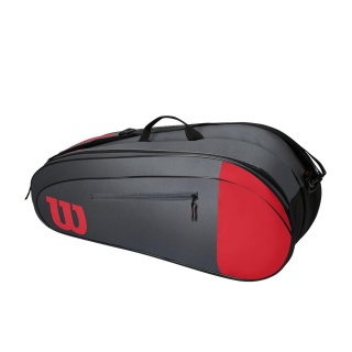 Wilson Tennis-Racketbag (Schlägertasche, 2 Hauptfächer) Team grau/rot 6er